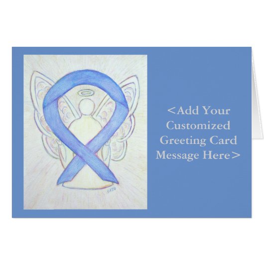 Periwinkle Ribbon Angel Personalized Cards (Front Horizontal)