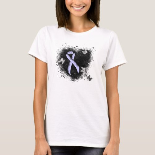 Periwinkle Ribbon Grunge Heart T_Shirt