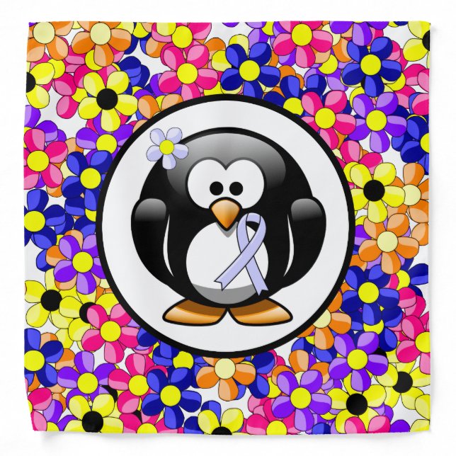 Periwinkle Ribbon Penguin Bandana (Front)