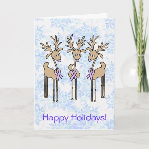 Periwinkle Ribbon Reindeer Holiday Card