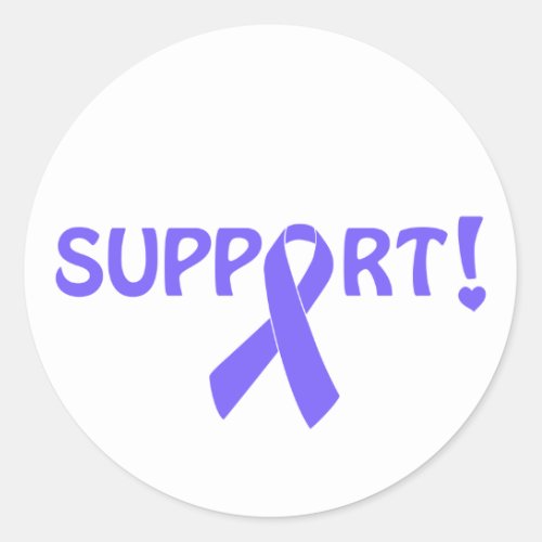 Periwinkle Ribbon Support Classic Round Sticker
