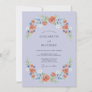 Periwinkle Romantic Blossom Wedding Invitation