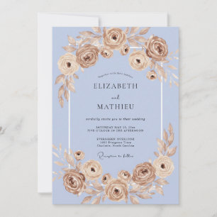 Periwinkle Romantic Floral Wedding Invitation