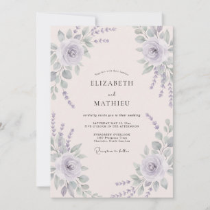 Periwinkle Sage Watercolor Wedding Invitation