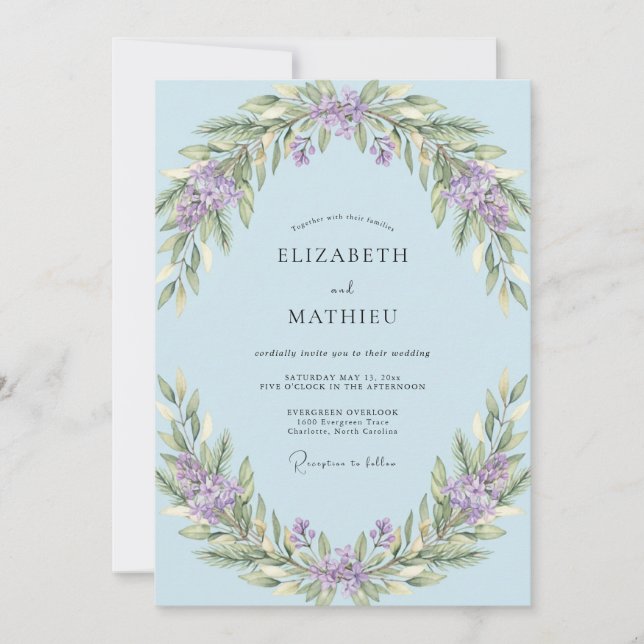 Periwinkle Serene Blossom Wedding Invitation (Front)