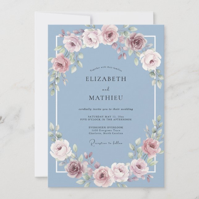 Periwinkle Serene Spring Wedding Invitation (Front)