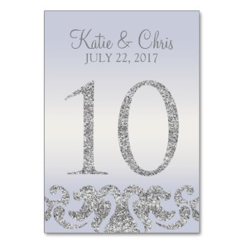 Periwinkle Silver Glitter Look Table Numbers-10 Table Number by cardeddesigns at Zazzle