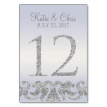 Periwinkle Silver Glitter Look Table Numbers-12 Number