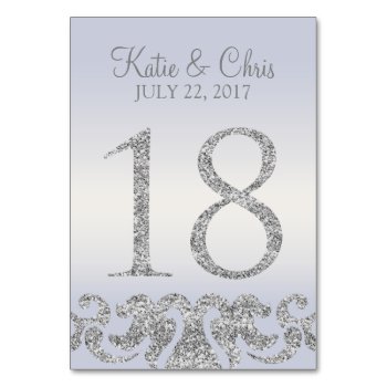 Periwinkle Silver Glitter Look Table Numbers-18 Table Number by cardeddesigns at Zazzle