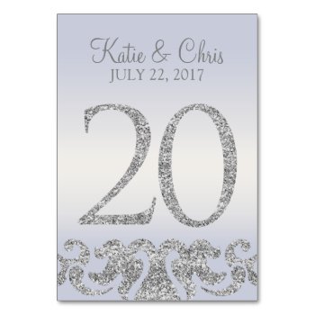 Periwinkle Silver Glitter Look Table Numbers-20 Table Number by cardeddesigns at Zazzle