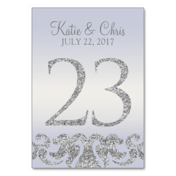 Periwinkle Silver Glitter Look Table Numbers-23 Table Number by cardeddesigns at Zazzle
