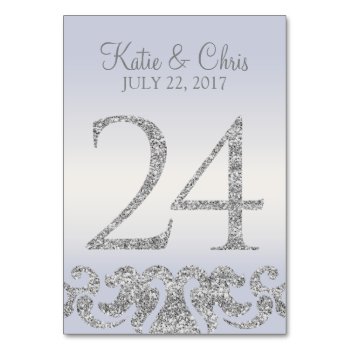 Periwinkle Silver Glitter Look Table Numbers-24 Table Number by cardeddesigns at Zazzle