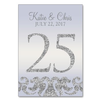 Periwinkle Silver Glitter Look Table Numbers-25 Table Number by cardeddesigns at Zazzle