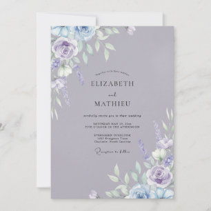 Periwinkle Slate Painted Wedding Invitation