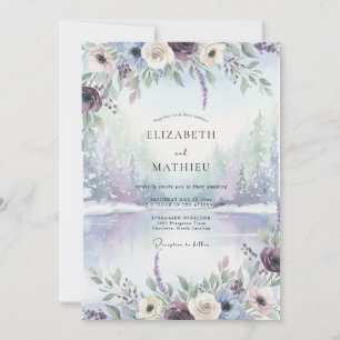 Periwinkle Slate Watercolor Wedding Invitation