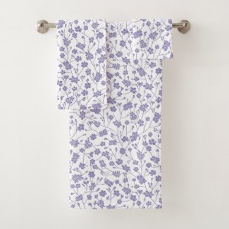 Periwinkle Small Floral Custom Color Bath Towels