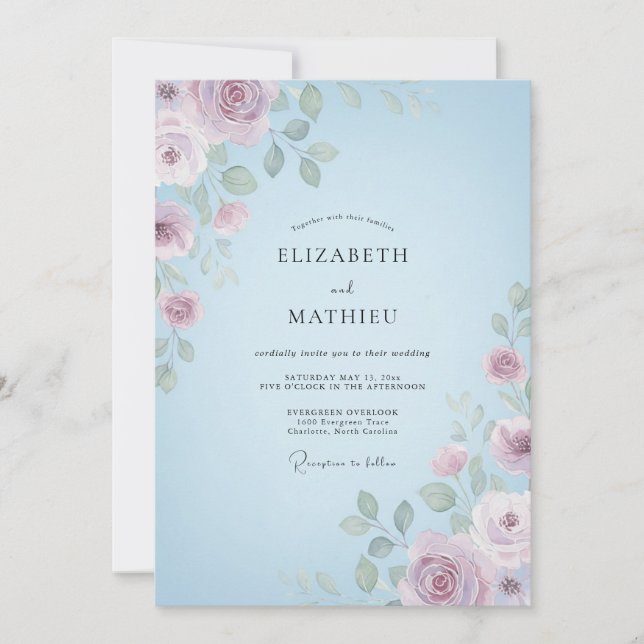 Periwinkle Soft Blossom Wedding Invitation (Front)