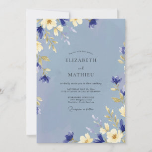 Periwinkle Soft Cream Petal Wedding Invitation