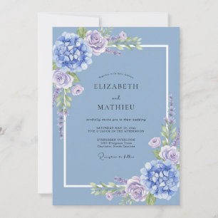 Periwinkle Soft Floral Wedding Invitation