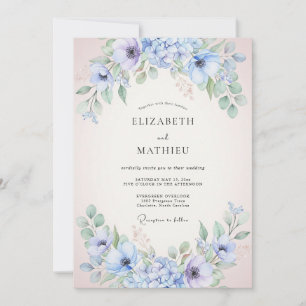 Periwinkle Soft Lilac Peony Wedding Invitation