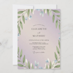 Periwinkle Sprig Eucalyptus Wedding Invitation