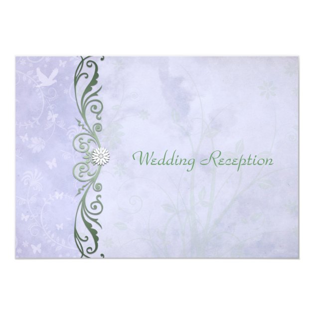 Periwinkle Spring Floral Wedding Reception Card