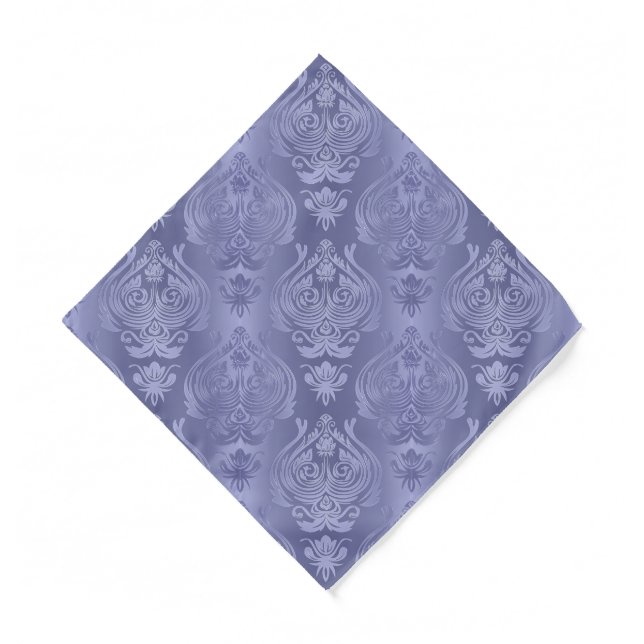 Periwinkle Steel Floral Lace Damask Bandana (Front)
