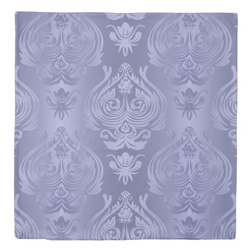 Periwinkle Steel Floral Lace Damask Duvet Cover
