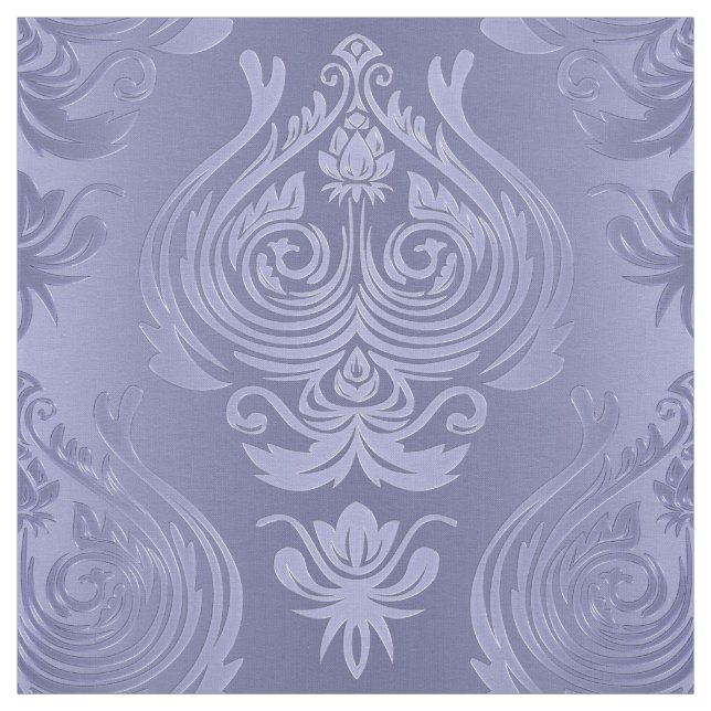 Periwinkle Steel Floral Lace Damask Fabric (Swatch)