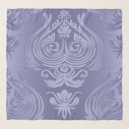Periwinkle Steel Floral Lace Damask Scarf