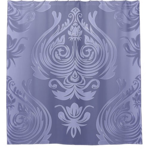 Periwinkle Steel Floral Lace Damask Shower Curtain