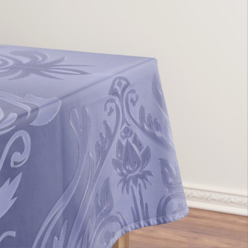 Periwinkle Steel Floral Lace Damask Tablecloth