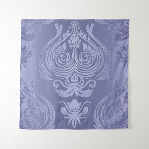 Periwinkle Steel Floral Lace Damask Tapestry