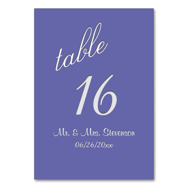 Periwinkle Table Number (Front)