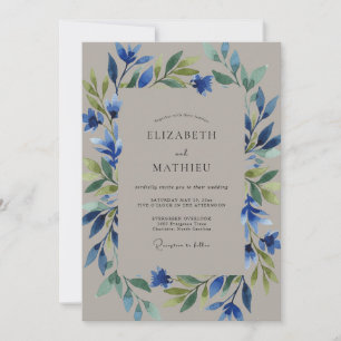 Periwinkle Taupe Vine Wedding Invitation