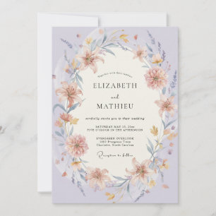 Periwinkle Terracotta Wildflower Wedding Invitation