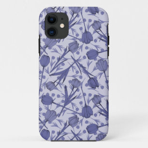 Periwinkle tulip flower pattern iPhone 11 case