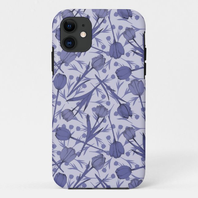 Periwinkle tulip flower pattern Case-Mate iPhone case (Back)