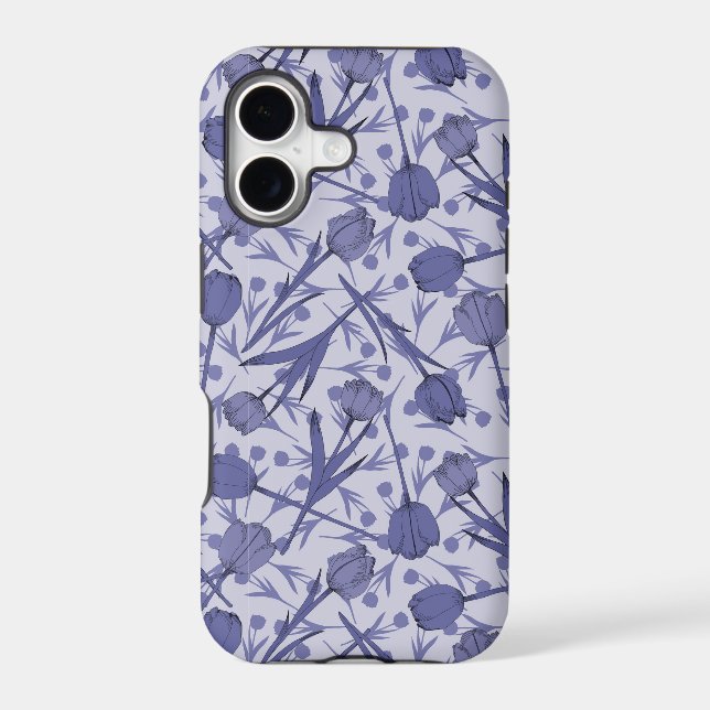 Periwinkle tulip flower pattern iphone case (Back)