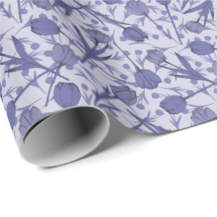 Periwinkle tulip flower pattern wrapping paper