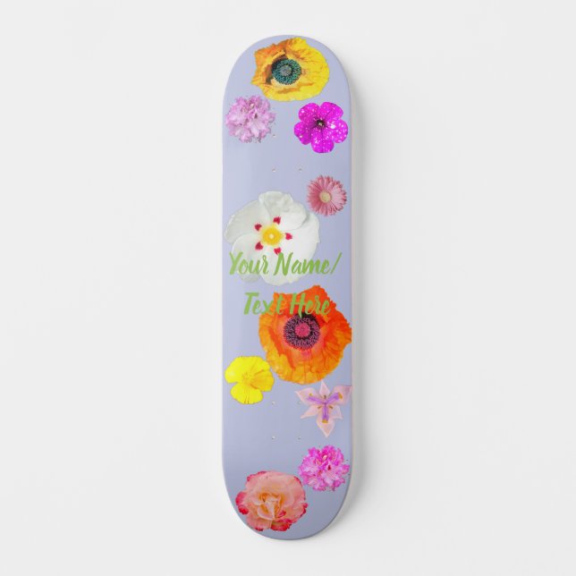 Periwinkle Vibrant Flower Mix Skateboard (Front)