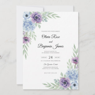Periwinkle Violet Painted Wedding Invitation