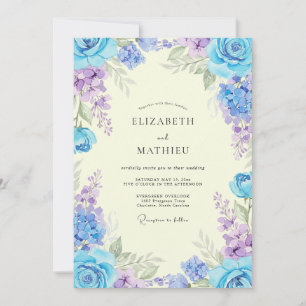 Periwinkle Violet Peony Wedding Invitation