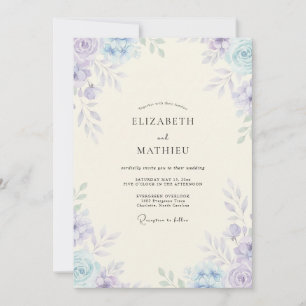 Periwinkle Violet Watercolor Wedding Invitation