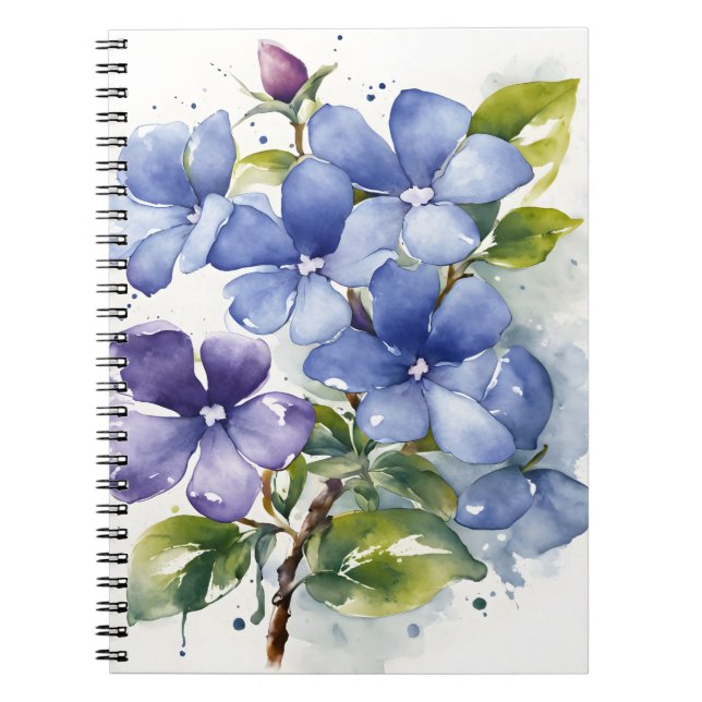 Periwinkle - Watercolor flowers Notebook (Front)