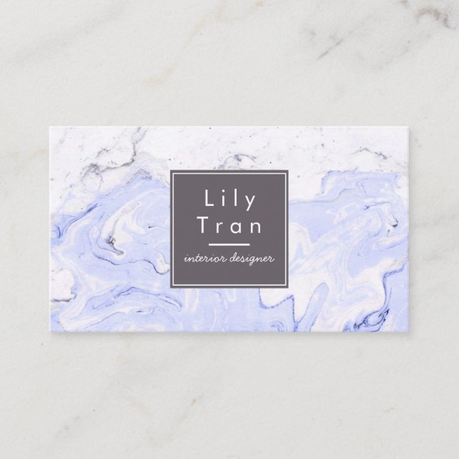 Periwinkle Watercolor Marble Business Card (Front)