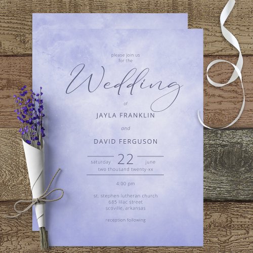 Periwinkle Watercolor Modern Wedding Invitation