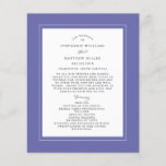 Periwinkle Wedding Ceremony Elegant Budget Program<br><div class="desc">Dusty Rose budget wedding program design features a beautiful chic border in periwinkle blue that includes an elegant petite white border. Personalize wedding ceremony details for your guests in chic charcoal gray calligraphy lettering and script set on a white background. The back of the card matches with periwinkle blue on...</div>