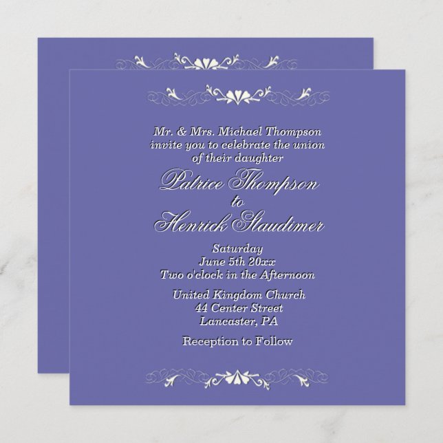 Periwinkle Wedding Invitation (Front/Back)