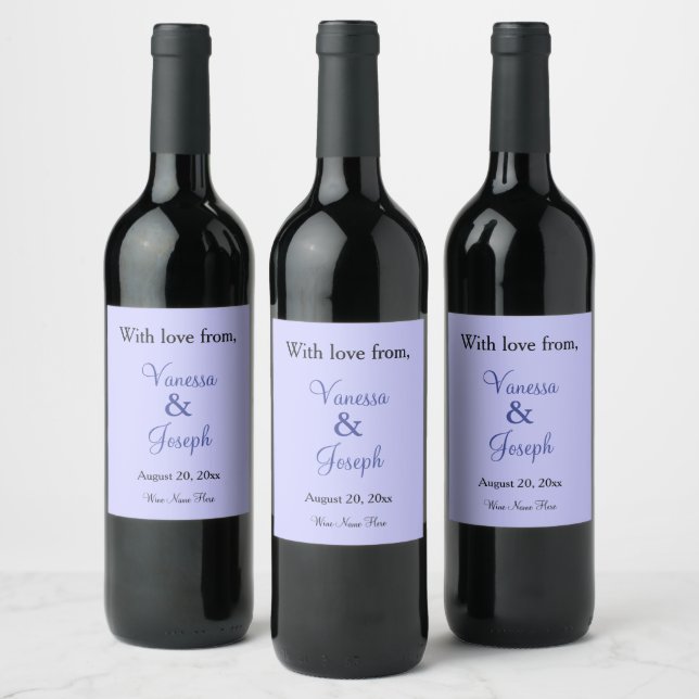 Periwinkle Wedding Thank You Favors Wine Label (Bottles)